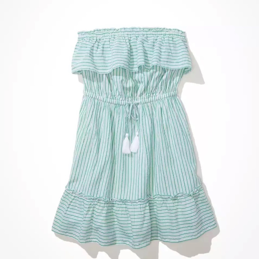 American Eagle Strapless striped dress small